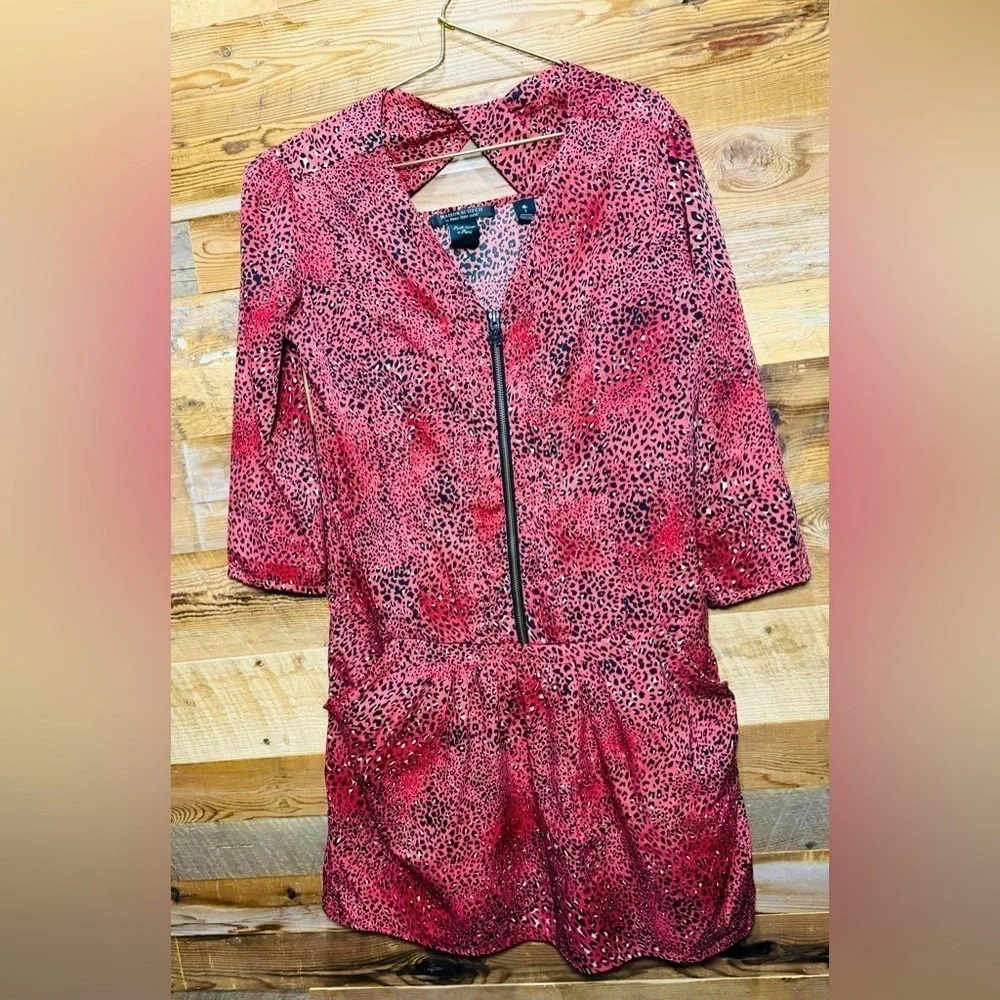 𝅺Maison Scotch Soda mini dress coral europe cutout animal light party silky S